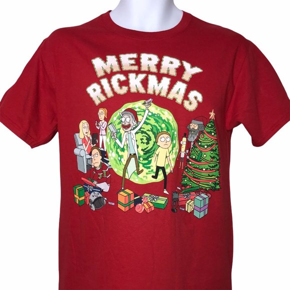 NWT Ripple Junction Adult Swim Rick and Morty Holiday Christmas Tee T-Shirt S - Picture 2 of 8